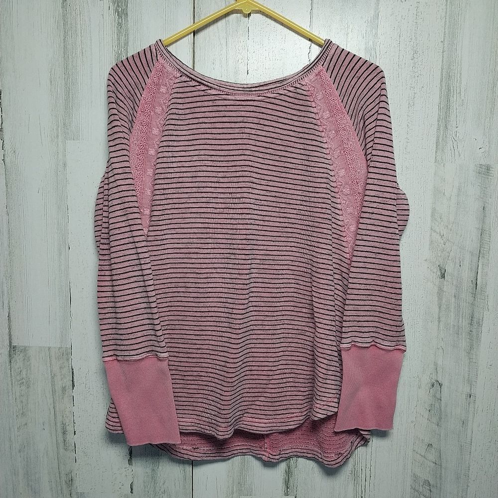 Soft Surroundings Pink Striped Sweatshirt
